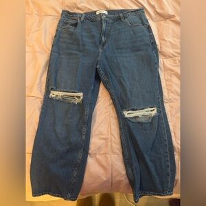 Abercrombie& Fitch curve love ultra high rise ankle straight jeans-SHORT